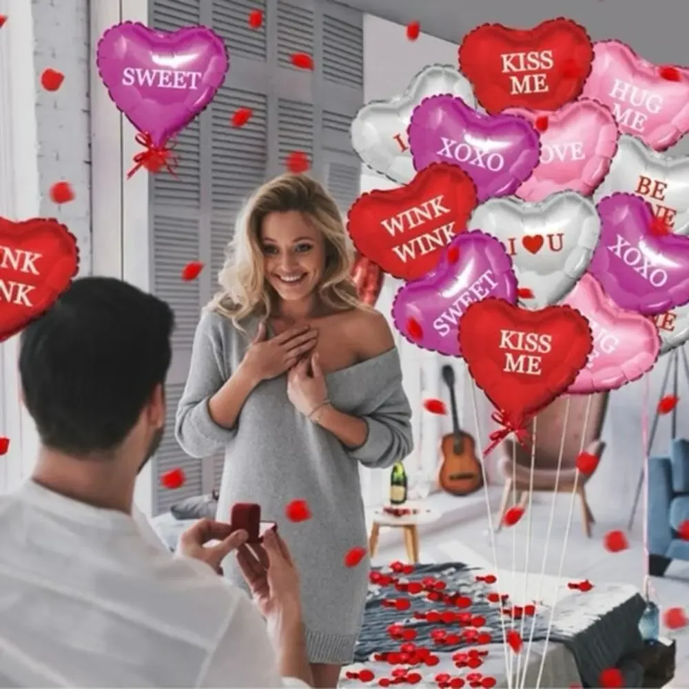 NEW Valentines Heart Balloon Set‎ Rose Petals Love XO Romantic Party Decor Foil